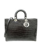 Christian Dior Dark Grey Crocodile Haute Maroquinerie Lady Dior Xl Bag Rovelle Bags