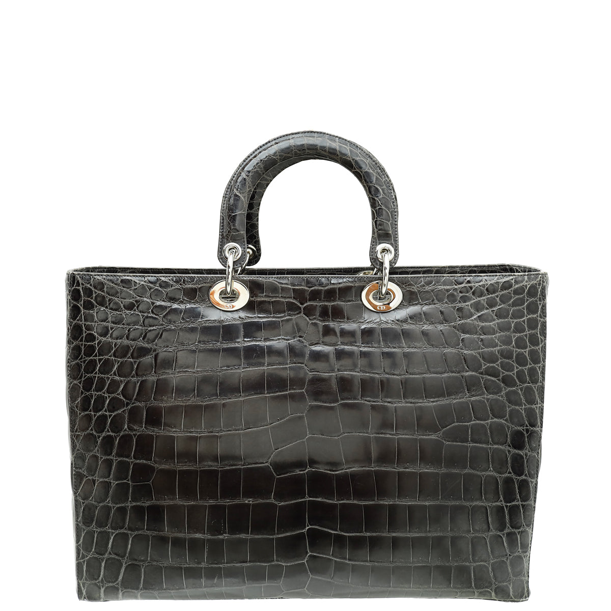 Christian Dior Dark Grey Crocodile Haute Maroquinerie Lady Dior Xl Bag Rovelle Bags