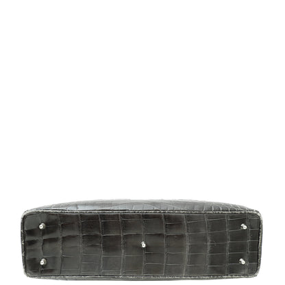 Christian Dior Dark Grey Crocodile Haute Maroquinerie Lady Dior Xl Bag Rovelle Bags