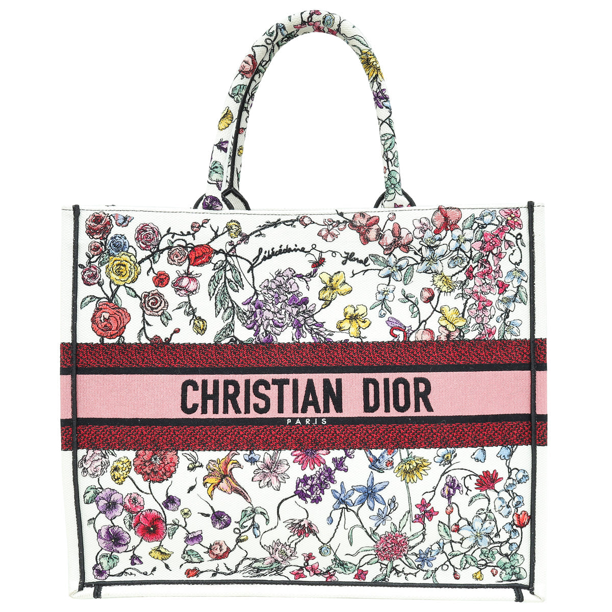 Christian Dior White Multicolor Florilegio Embroidered Book Tote Large Bag Rovelle Bags