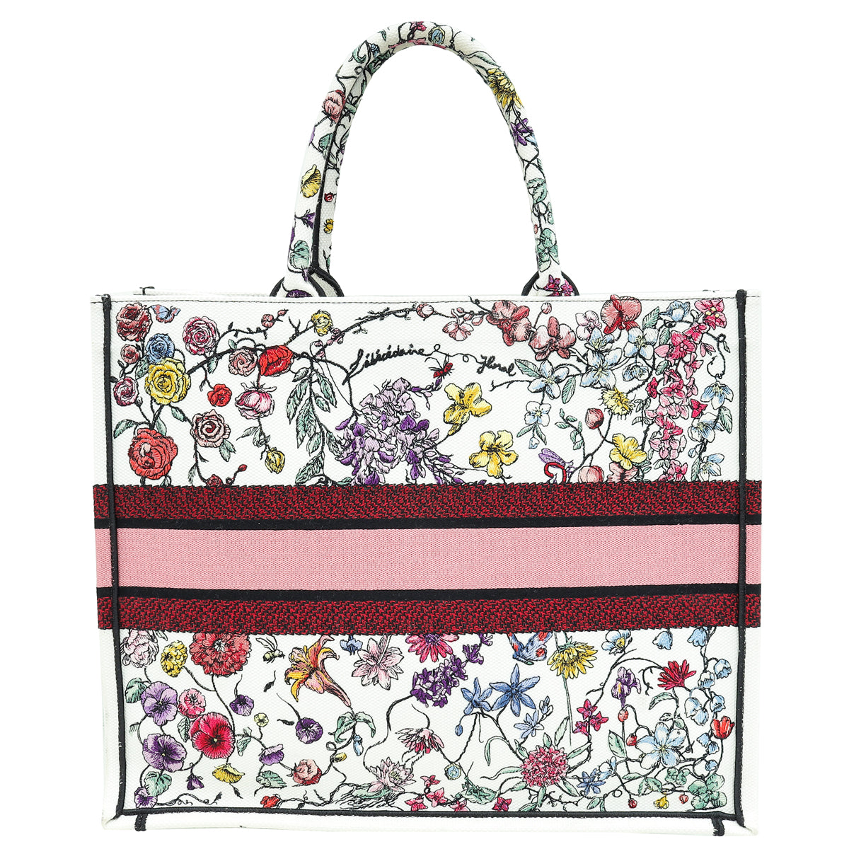 Christian Dior White Multicolor Florilegio Embroidered Book Tote Large Bag Rovelle Bags