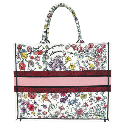 Christian Dior White Multicolor Florilegio Embroidered Book Tote Large Bag Rovelle Bags