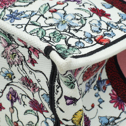 Christian Dior White Multicolor Florilegio Embroidered Book Tote Large Bag Rovelle Bags
