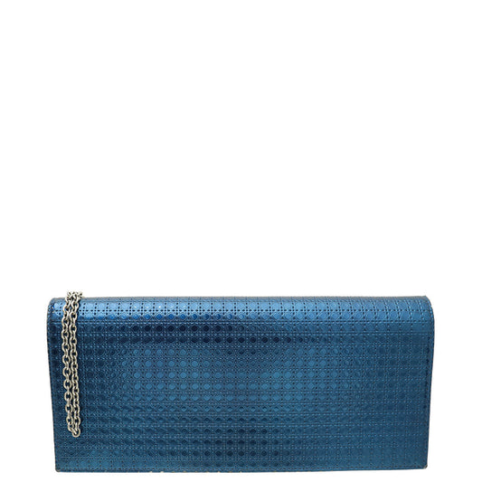 Christian Dior Blue Micro Cannage Lady Dior Convertible Chain Clutch Rovelle Bags