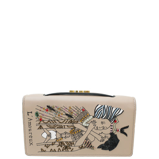 Christian Dior Dusty Rose Embroidered Lámoureux Tarot Pouch Clutch Rovelle Bags