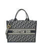 Christian Dior Blue Oblique Embroidery And Calfskin Book Tote Medium Bag Rovelle Bags