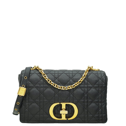 Christian Dior Black Caro Cannage Supple Medium Shoulder Bag Rovelle Bags