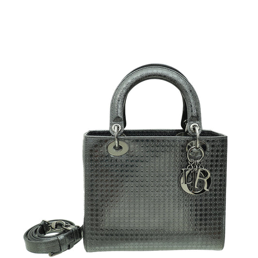 Christian Dior Asphalt Lady Dior Microcannage Medium Bag Rovelle Bags