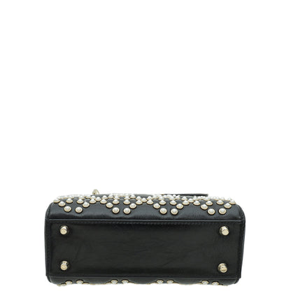 Christian Dior Black Lady Dior Pearls Embroidered Mini Chain Bag Rovelle Bags