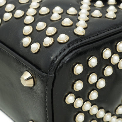 Christian Dior Black Lady Dior Pearls Embroidered Mini Chain Bag Rovelle Bags