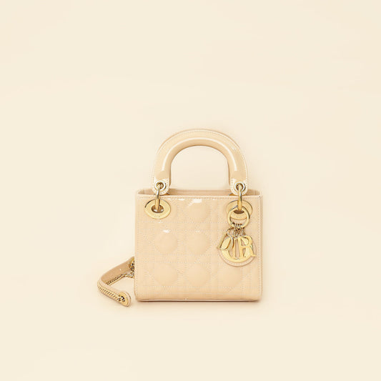 Christian Dior Powder Beige Chain Mini Lady Dior Bag Rovelle Bags