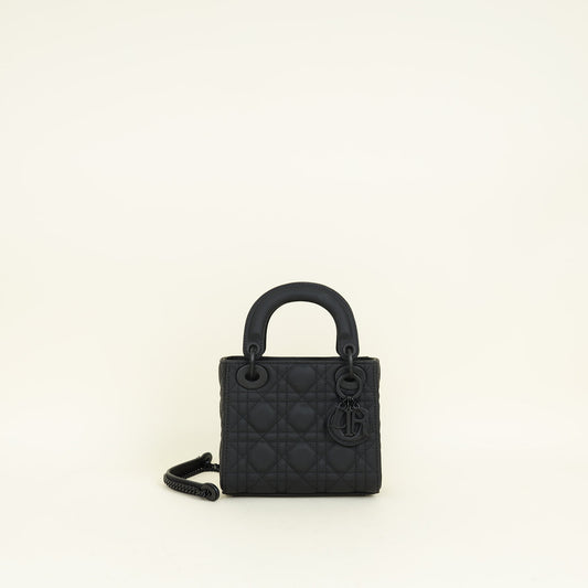 Christian Dior Black Ultramatte Lady Dior Mini Chain Bag Rovelle Bags