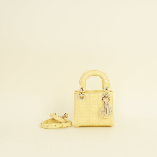 Christian Dior Light Yellow Lady Dior Micro Bag Rovelle Bags