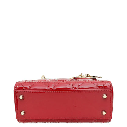 Christian Dior Red Mini Chain Lady Dior Bag Rovelle Bags