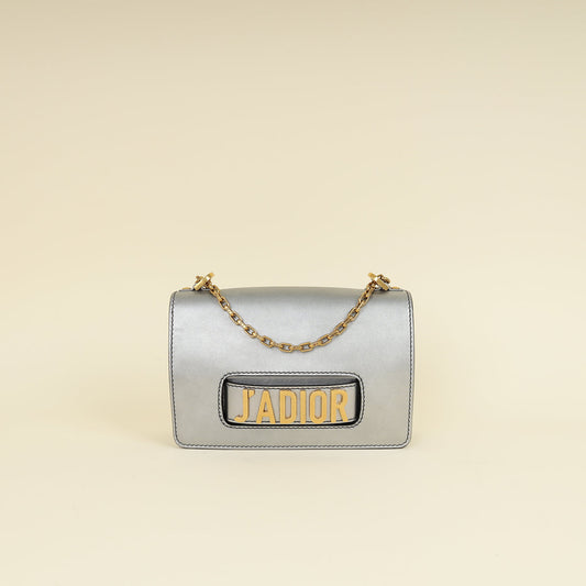 Christian Dior Metallic Grey J'Adior Medium Flap Chain Bag Rovelle Bags