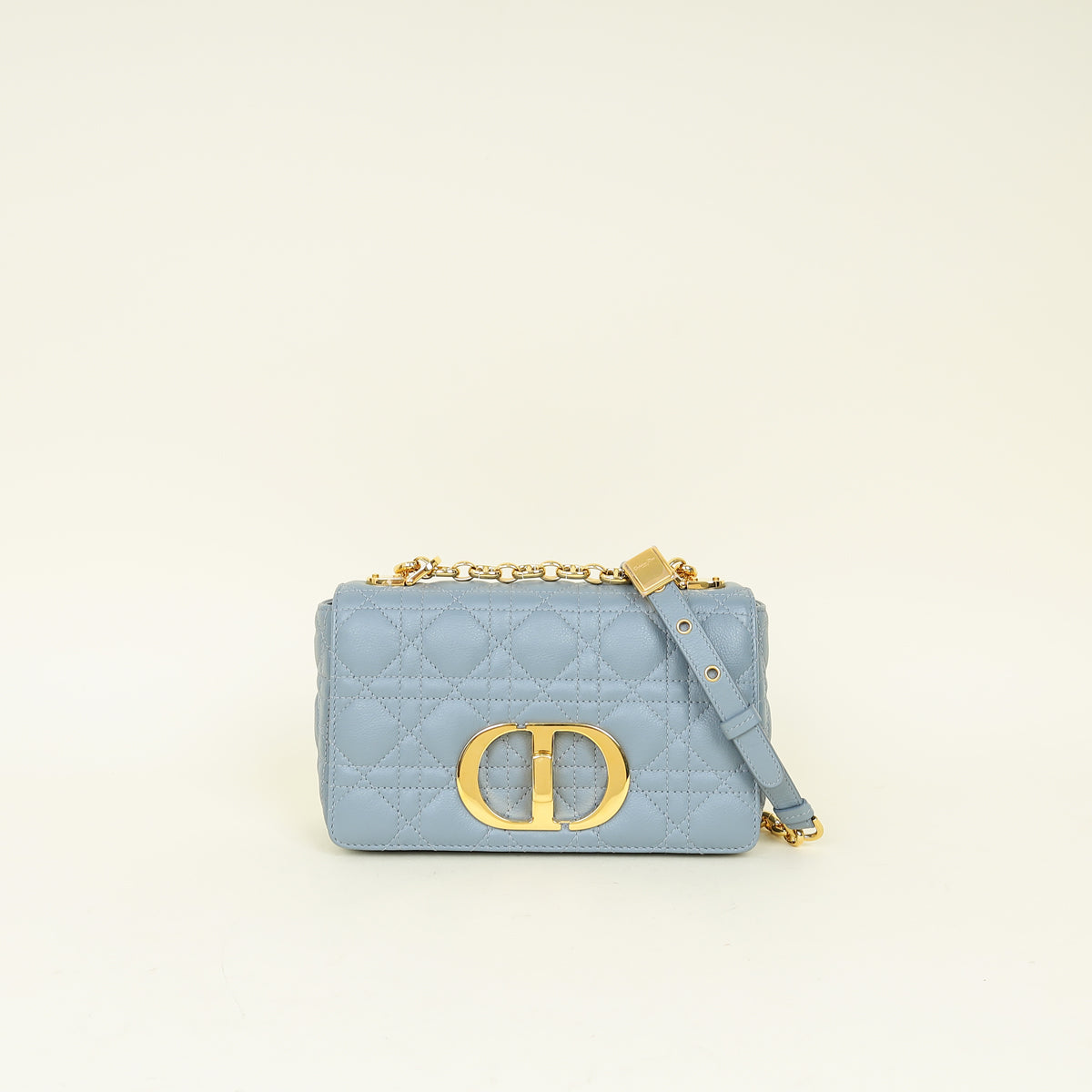 Christian Dior Blue Grey Caro Cannage Small Flap Bag Rovelle Bags