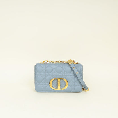 Christian Dior Blue Grey Caro Cannage Small Flap Bag Rovelle Bags