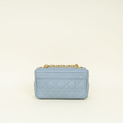 Christian Dior Blue Grey Caro Cannage Small Flap Bag Rovelle Bags