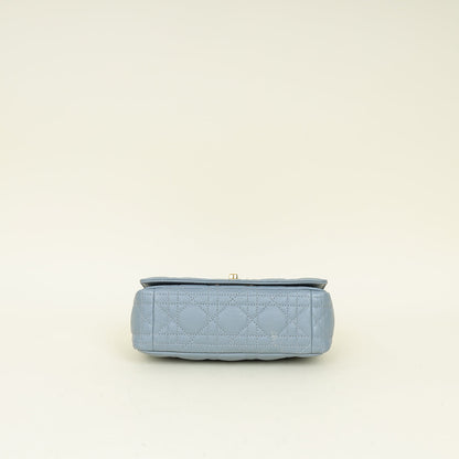 Christian Dior Blue Grey Caro Cannage Small Flap Bag Rovelle Bags