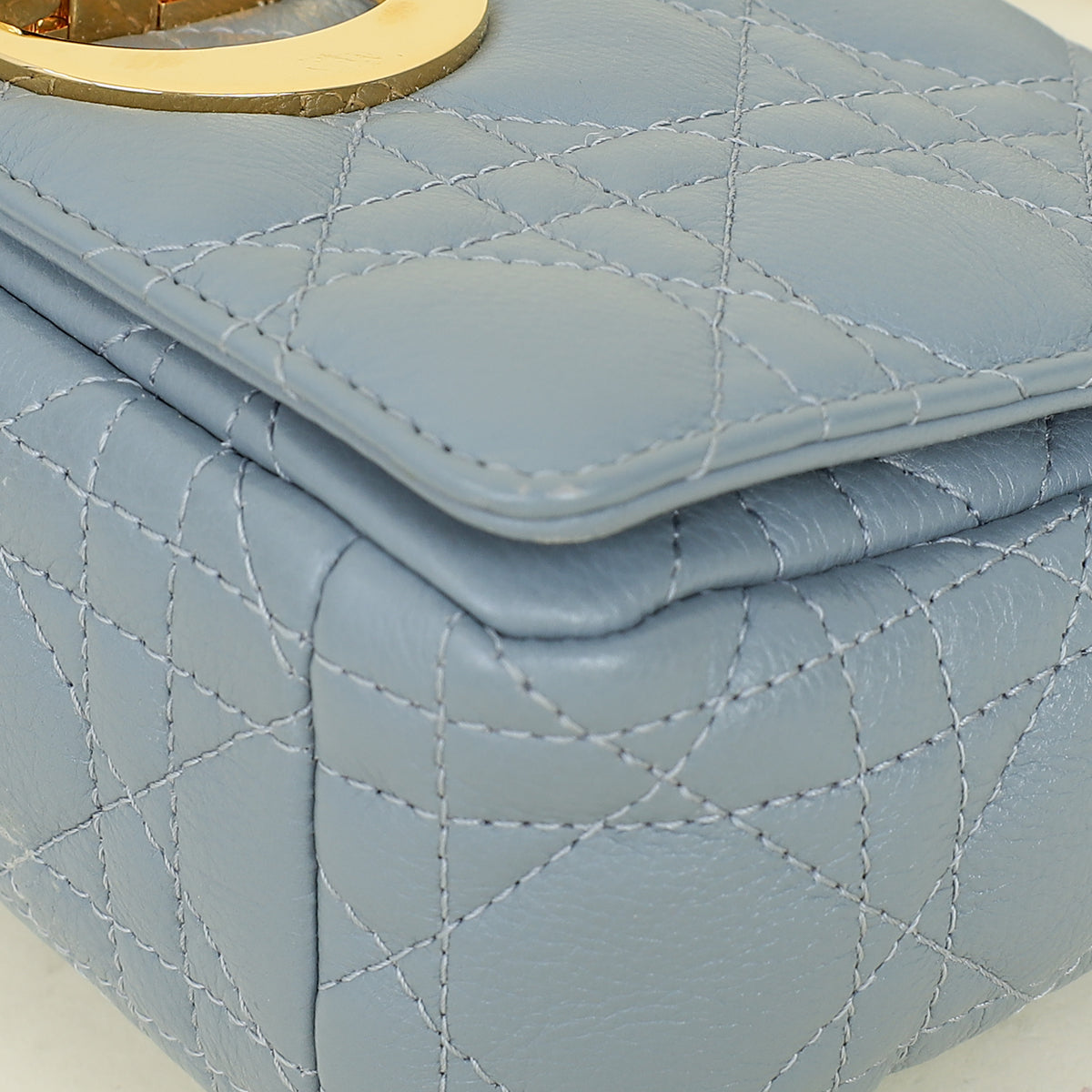 Christian Dior Blue Grey Caro Cannage Small Flap Bag Rovelle Bags
