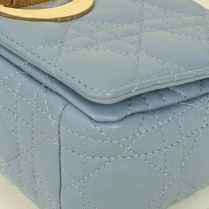 Christian Dior Blue Grey Caro Cannage Small Flap Bag Rovelle Bags