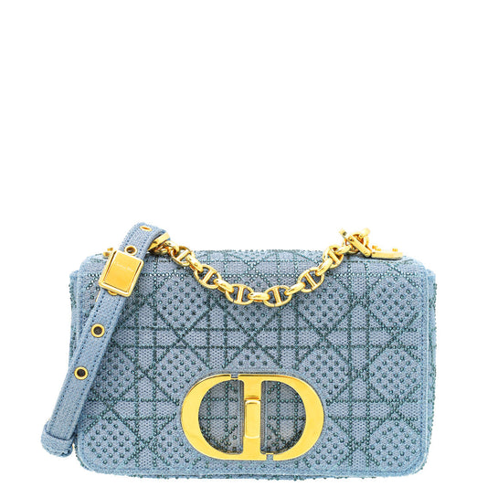 Christian Dior Blue Caro Cannage Strass Small Bag Rovelle Bags