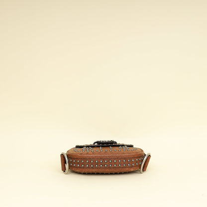 Christian Dior Brown Cannage Embossed Studded D-Fence Saddle Bag Rovelle Bags