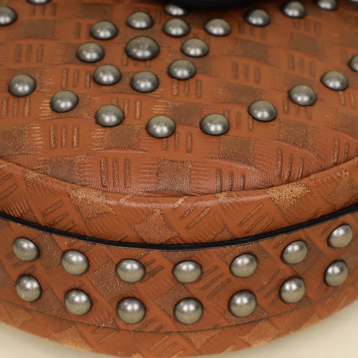 Christian Dior Brown Cannage Embossed Studded D-Fence Saddle Bag Rovelle Bags