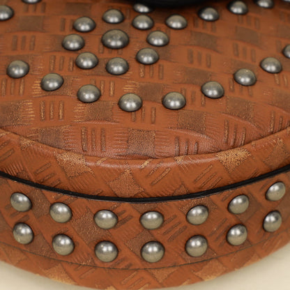 Christian Dior Brown Cannage Embossed Studded D-Fence Saddle Bag Rovelle Bags