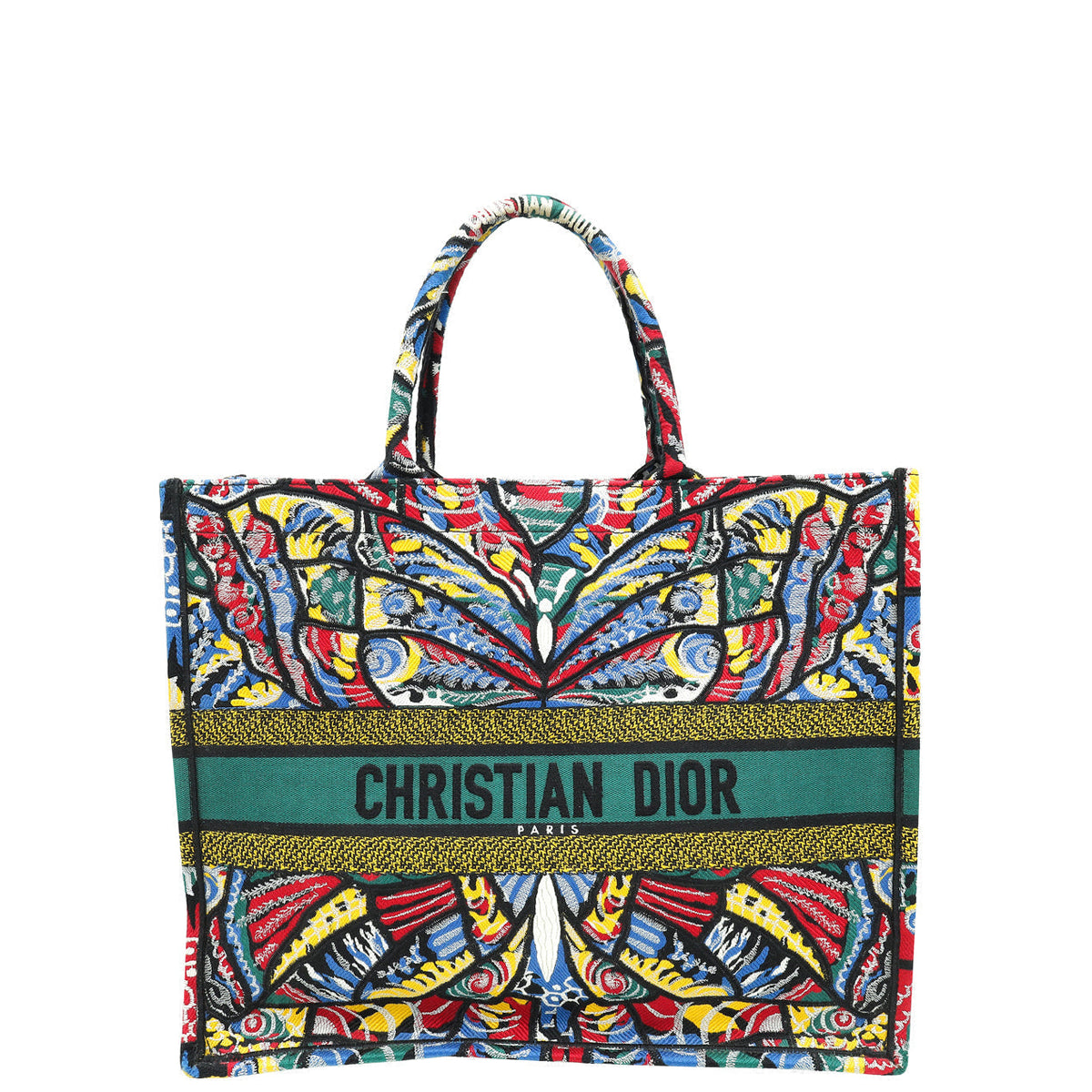 Christian Dior Multicolor Book Tote Butterfly Embroidered Large Bag Rovelle Bags