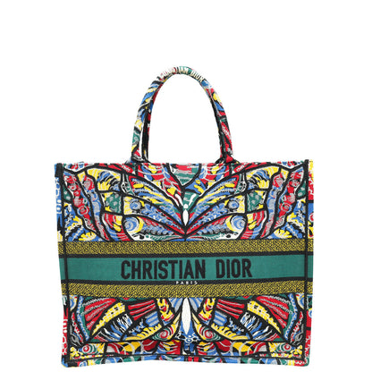 Christian Dior Multicolor Book Tote Butterfly Embroidered Large Bag Rovelle Bags