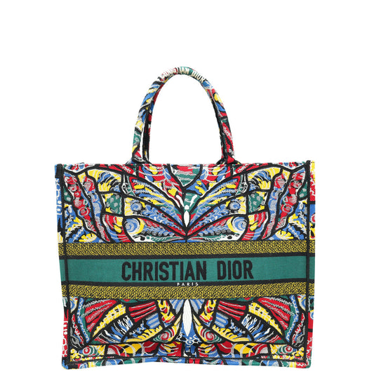 Christian Dior Multicolor Book Tote Butterfly Embroidered Large Bag Rovelle Bags