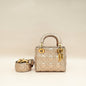 Christian Dior Metallic Rose Gold Python Lady Dior Cannage Supple Mini Bag Rovelle Bags