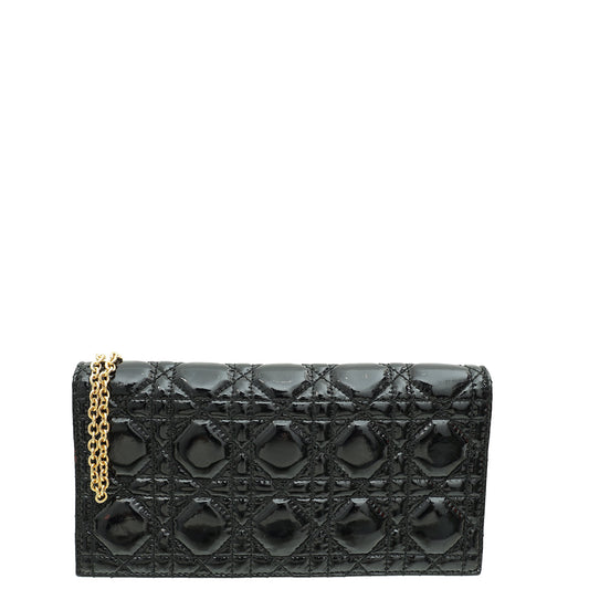 Christian Dior Black Cannage Lady Dior Chain Clutch Rovelle Bags