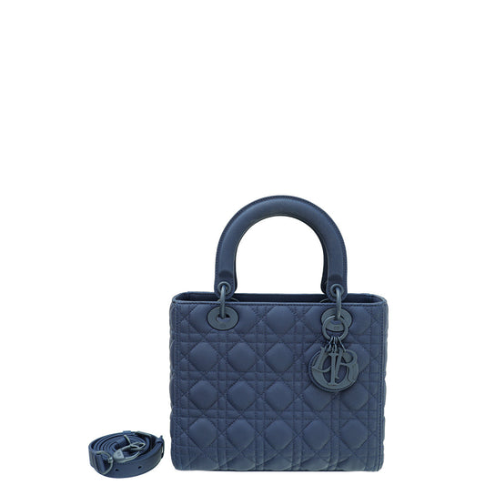 Christian Dior Blue Ultramatte Cannage Lady Dior Medium Bag Rovelle Bags