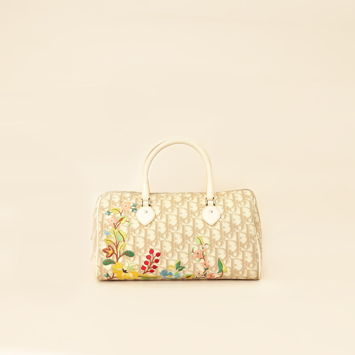 Christian Dior Beige Oblique Floral Boston Bag Rovelle Bags