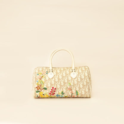 Christian Dior Beige Oblique Floral Boston Bag Rovelle Bags