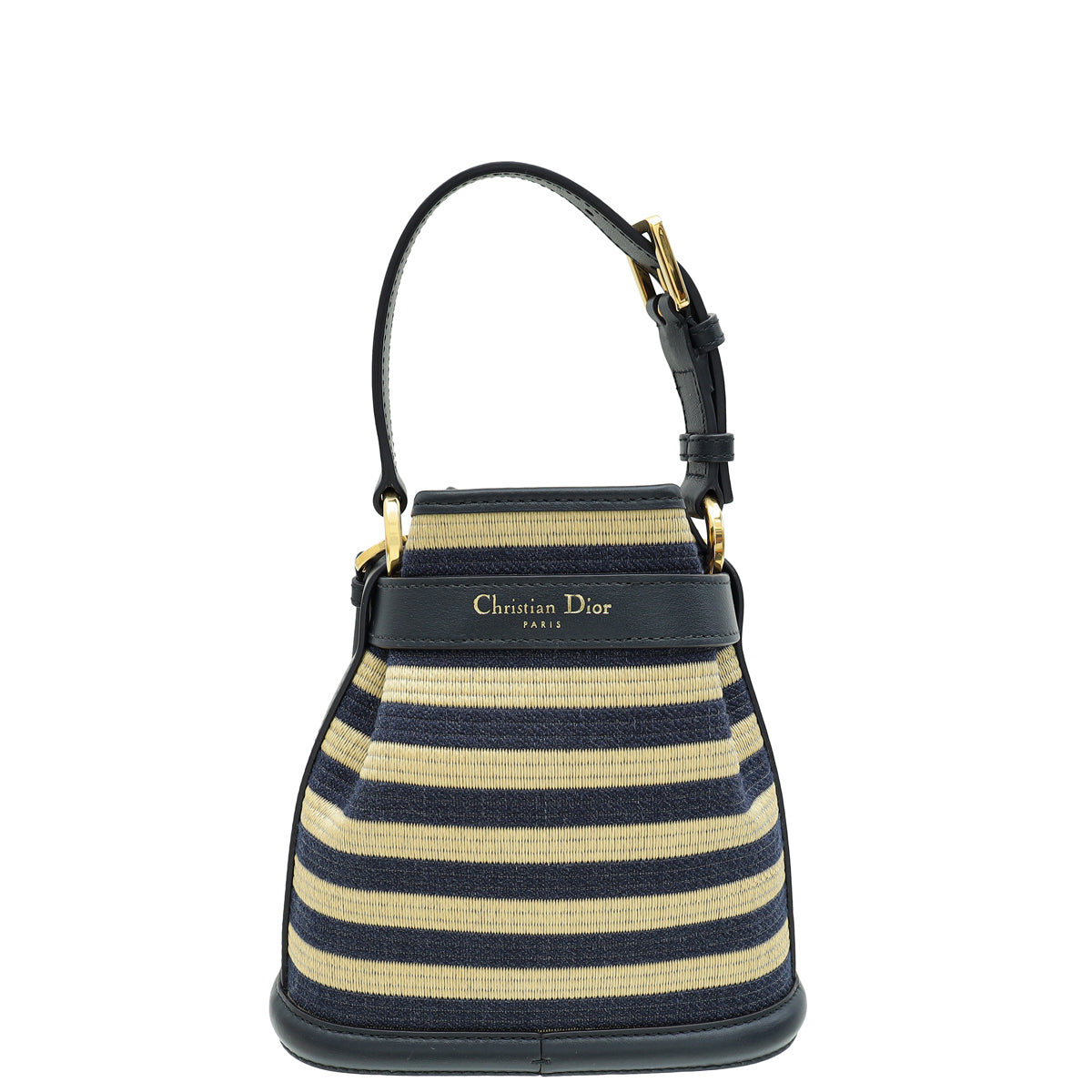 Christian Dior Bicolor Raffia C'Est Chain Small Bucket Bag Rovelle Bags