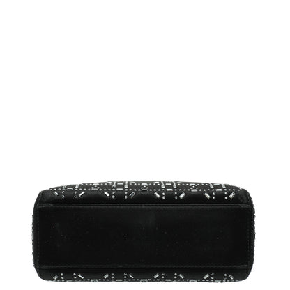 Christian Dior Black Lady Dior Cannage Satin Strass Mini Bag Rovelle Bags