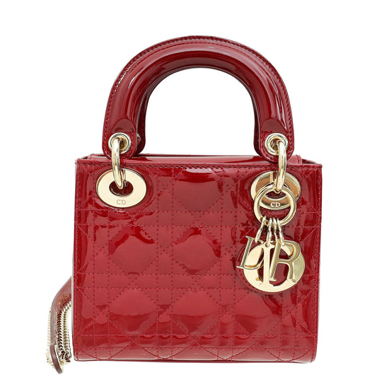 Christian Dior Cherry Red Lady Dior Mini Chain Bag Rovelle Bags