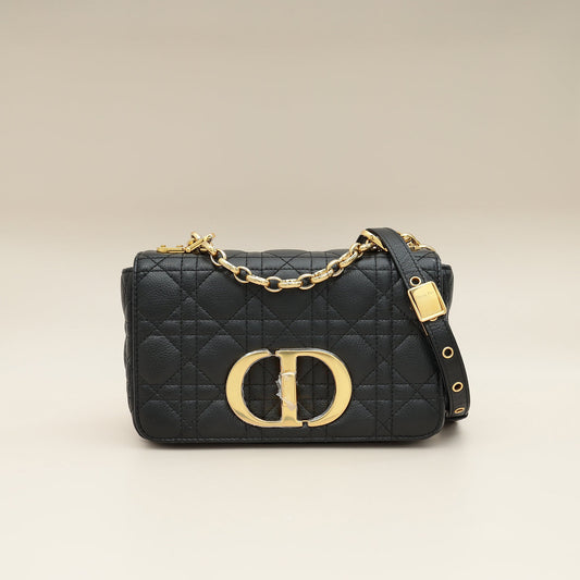 Christian Dior Black Caro Cannage Small Flap Shoulder Bag Rovelle Bags