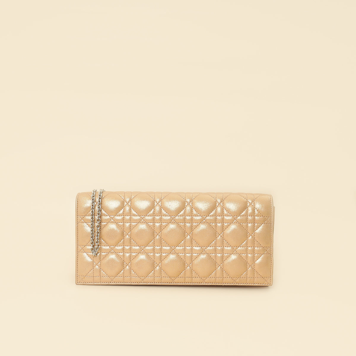 Christian Dior Metallic Gold Cannage Lady Dior Convertible Clutch Rovelle Bags