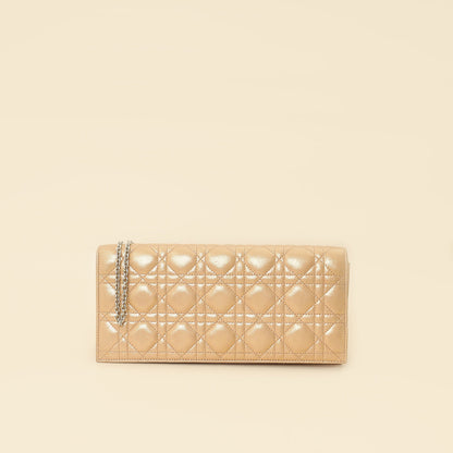 Christian Dior Metallic Gold Cannage Lady Dior Convertible Clutch Rovelle Bags