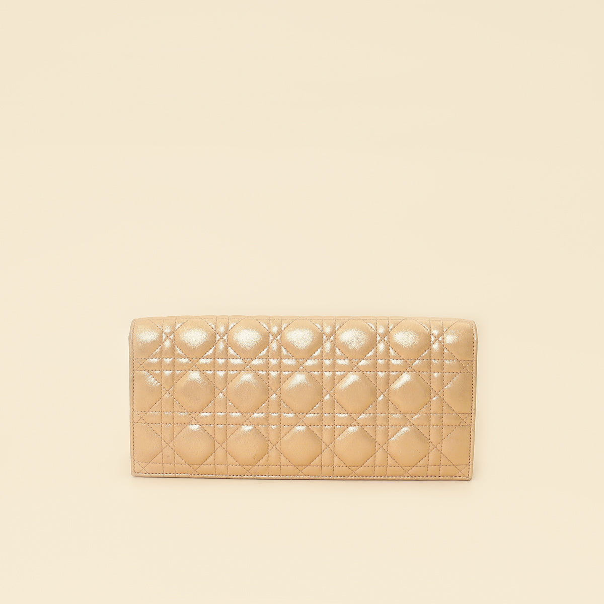 Christian Dior Metallic Gold Cannage Lady Dior Convertible Clutch Rovelle Bags