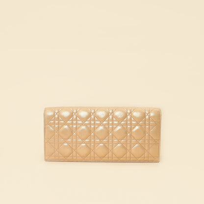 Christian Dior Metallic Gold Cannage Lady Dior Convertible Clutch Rovelle Bags