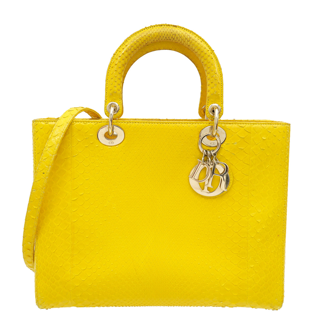 Christian Dior Yellow Python Lady Dior Large Bag Rovelle Bags