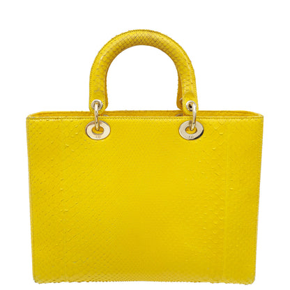 Christian Dior Yellow Python Lady Dior Large Bag Rovelle Bags