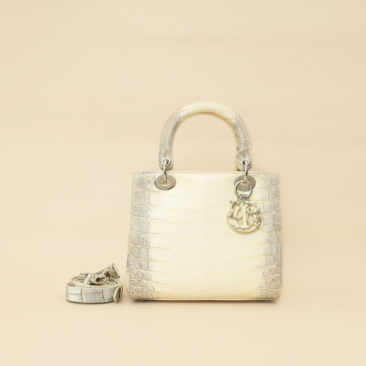 Christian Dior Bicolor Niloticus Crocodile Himalaya Lady Dior Medium Bag Rovelle Bags