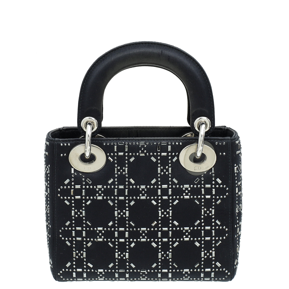 Christian Dior Black Cannage Satin Lady Dior Mini Strass Bag Rovelle Bags