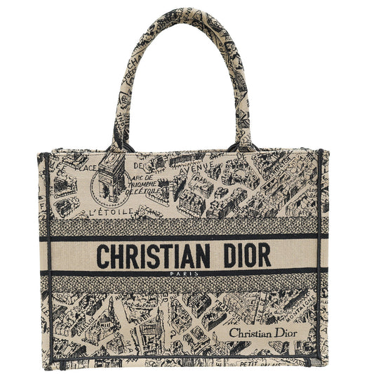 Christian Dior Bicolor Plan De Paris Embroidered Book Tote Medium Bag Rovelle Bags
